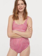 Акція на Суцільний купальник жіночий H&M 8334841bw S Біло-червоний від Rozetka