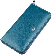 Акція на Жіночий гаманець шкіряний ST Leather Accessories 18861 Блакитний від Rozetka