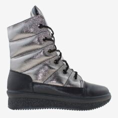 Акция на Жіночі зимові черевики високі Prellesta R1676 38 24 см Сріблясті от Rozetka