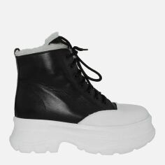 Акция на Жіночі зимові черевики низькі EL PASSO Re2709 37 23.5 см Чорний/Білий от Rozetka