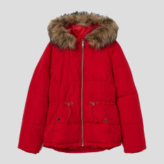 Акция на Куртка демісезонна коротка з капюшоном жіноча H&M 0721267-0 XS Червона от Rozetka