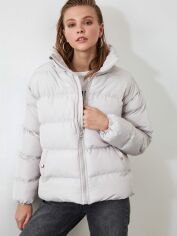 Акція на Пуховик зимовий короткий жіночий Trendyol TWOAW21MO0045 L Сірий від Rozetka