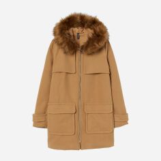 Акция на Пальто зимове з капюшоном жіноче H&M 7604580 36 Бежеве от Rozetka