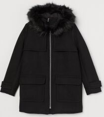 Акция на Пальто осіннє коротке з капюшоном жіноче H&M 0760458-0 40 Чорне от Rozetka