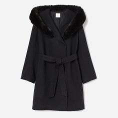 Акция на Пальто зимове з капюшоном жіноче H&M 0891247001 S (165/88А) Чорне от Rozetka