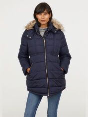Акция на Куртка зимова жіноча H&M 0393993-6 S Темно-синя от Rozetka