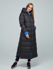 Акция на Куртка зимова довга жіноча Favoritti ПВ-1202 44 Чорна з синім от Rozetka