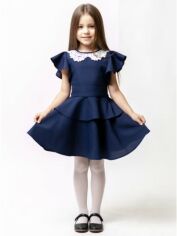 Акция на Дитяче літнє шкільне плаття для дівчинки Ласточка 19_3105 116 см Синє от Rozetka