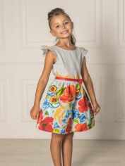 Акція на Дитяче літнє плаття для дівчинки Ласточка 20_3130 116 см Сіре в маки від Rozetka