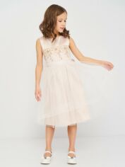 Акція на Дитяча літня святкова фатинова сукня для дівчинки Sasha 4249/6 110 см Капучино від Rozetka