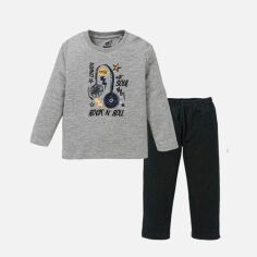 Акція на Піжама (футболка з довгими рукавами + штани) Lupilu LID51357 86-92 см Сірий/Чорний від Rozetka