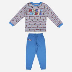 Акция на Піжама (футболка з довгими рукавами + штани) для хлопчика Disney Mickey 2200007677 110 см Сіра от Rozetka