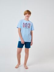 Акція на Піжама (футболка + шорти) для хлопчика Smil 104719 158 см Блакитна від Rozetka