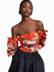 Акція на Топ жіночий H&M 0565533G 44 Помаранчевий-квіти від Rozetka