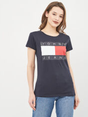 Акція на Футболка жіноча Tommy Jeans 10501.1 XS Темно-синя від Rozetka