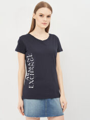 Акція на Футболка бавовняна жіноча Armani Exchange 10520.5 XS Темно-синя від Rozetka