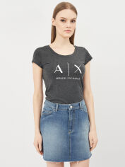 Акція на Футболка бавовняна жіноча Armani Exchange 10522.1 L Темно-сіра від Rozetka