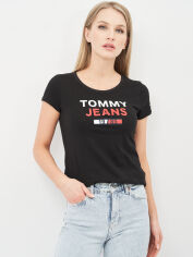 Акція на Футболка жіноча Tommy Jeans 10628.1 L Чорна від Rozetka