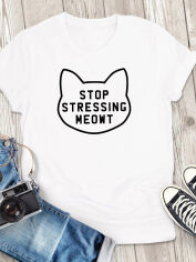 Акція на Футболка жіноча Love&Live Stop stressing Meowt LLP00706 M Біла від Rozetka