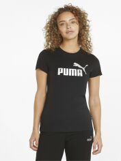 Акція на Футболка Puma Ess+ Metallic Logo Tee 84830351 XS Black-Silver Metallic від Rozetka