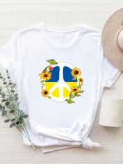 Акция на Футболка жіноча Love&Live Free Ukraine blooms-2 LLP01632 XS Бiла от Rozetka