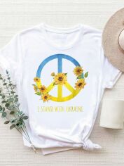 Акция на Футболка жіноча Love&Live Free Ukraine blooms LLP01631 XL Бiла от Rozetka