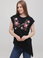 Акція на Футболка жіноча Monte Cervino MC7062 One Size (M-XL) Чорна з різнокольоровим від Rozetka