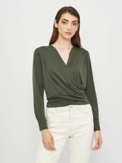 Акция на Блузка жіноча H&M 2505-8210601 XS Темно-зелена от Rozetka