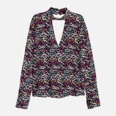 Акція на Блузка жіноча H&M XAZ075203WRLU 34 Чорна з різнокольоровим від Rozetka