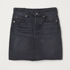 Акція на Спідниця джинсова міні літня пряма жіноча H&M 6582980sm 34 Темно-сіра від Rozetka