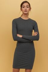 Акція на Плаття коротке осіннє жіноче H&M 70650916 S Темно-сіре меланж від Rozetka