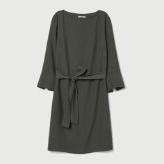 Акція на Сукня-сорочка коротка осіння жіноча H&M 0649397-9 36 Хакі від Rozetka