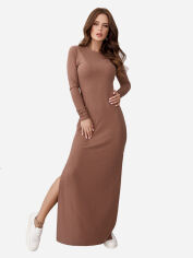 Акция на Плаття-футболка довге осіннє жіноче ISSA PLUS 12173 XL Світло-коричневе от Rozetka