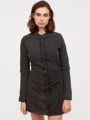 Акція на Сукня-сорочка коротка осіння жіноча H&M 0711022-9 34 Темно-сіра від Rozetka
