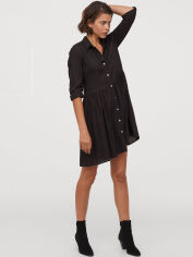 Акция на Сукня-сорочка міні осіння жіноча H&M LOGG 0859622-1 36 Чорна от Rozetka