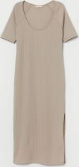 Акция на Сукня-футболка міді осіння жіноча H&M 8253120RP6 XS Світло-бежева от Rozetka