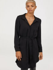 Акция на Сукня-сорочка міні осіння жіноча H&M 0691177-0 36 Чорна от Rozetka