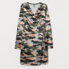 Акція на Сукня на запах коротка осіння жіноча H&M 6339770sdm XS Різнокольорова від Rozetka