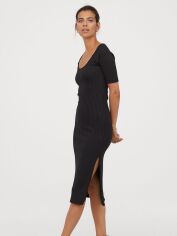 Акція на Плаття-футболка міді осіннє жіноче H&M 07-0825312-001 XS Чорне (СА2000001813898) від Rozetka