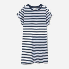 Акция на Сукня-футболка міні літня жіноча H&M 8451811bar S Біла з синім от Rozetka