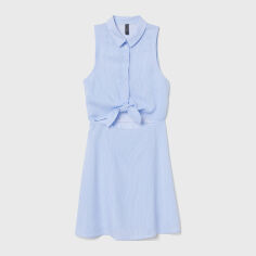 Акція на Сукня-сорочка коротка літня жіноча H&M 7148279RP3 44 Блакитна від Rozetka