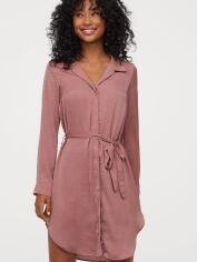 Акция на Сукня-сорочка міні осіння жіноча H&M XAZ178602LFUZ 34 Темно-рожева от Rozetka