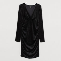 Акція на Сукня коротка осіння жіноча H&M 0928254_блеск XS Чорна від Rozetka