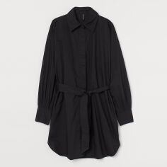 Акція на Сукня-сорочка коротка осіння жіноча H&M 0983378 S Чорна від Rozetka