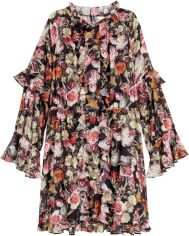Акція на Сукня коротка осіння жіноча H&M XAZ173108BYWS 34 Чорна з різнокольоровим від Rozetka