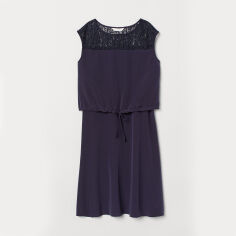 Акція на Сукня коротка літня жіноча H&M 7175079log M Темно-синя від Rozetka