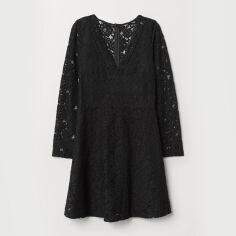 Акція на Сукня коротка осіння жіноча H&M 712-664929 36 Чорна від Rozetka