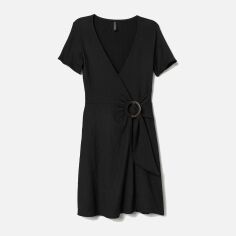 Акція на Сукня на запах коротка літня жіноча H&M 7882429bar 38 Чорна від Rozetka