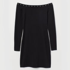 Акція на Сукня коротка осіння жіноча H&M 0740832001 L (175/104А) Чорна від Rozetka