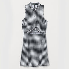 Акція на Сукня-сорочка коротка літня жіноча H&M 0714827001 32 (155/76А) Чорна з білим від Rozetka